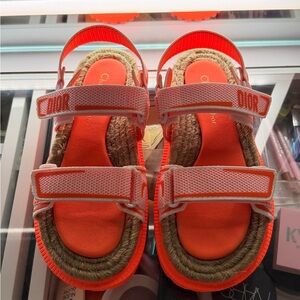 Dior Neon Orange & Natural Rope Sport Sandals
